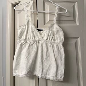 Brandy Melville White Linen Tank